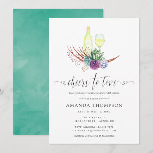 Desert Succulents Wine Tasting Bridal Shower Invitation