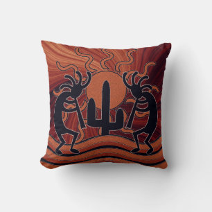 Desert Sun Cactus Kokopelli  Southwest Design Cushion