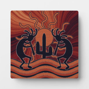 Desert Sun Cactus Kokopelli Southwest Motif Plaque