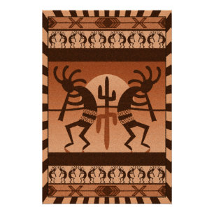Desert Sun Cactus Kokopelli Southwest Poster