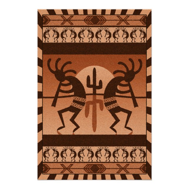 Desert Sun Cactus Kokopelli Southwest Poster (Front)