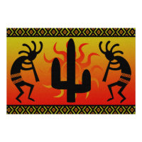 Desert Sun Cactus Kokopelli Southwestern