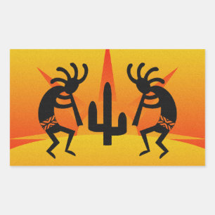 Desert Sun Cactus Southwest Kokopelli Rectangular Sticker