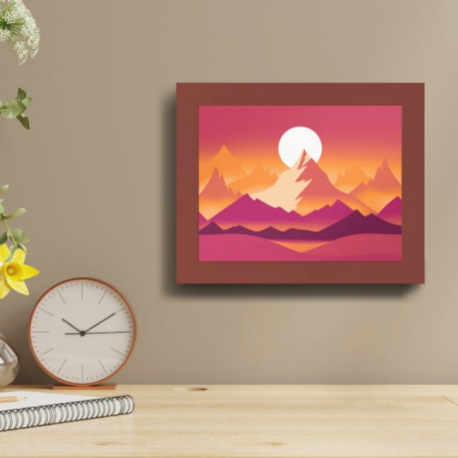 Desert Sun Mountain Peaks Landscape Illustration Poster (Creator Uploaded)