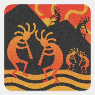 Desert Sun  Southwest Kokopelli Square Sticker