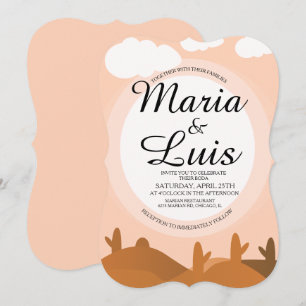 Desert Sunrise Cactus Shadows Wedding Invitations