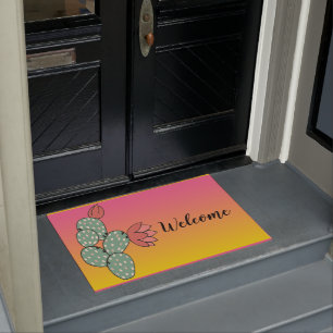 Desert Sunrise Cactus Welcome Mat