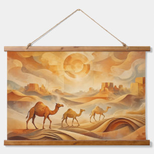 Desert Sunrise Camels Shifting Sands Hanging Tapestry