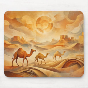 Desert Sunrise Camels Shifting Sands Mouse Mat