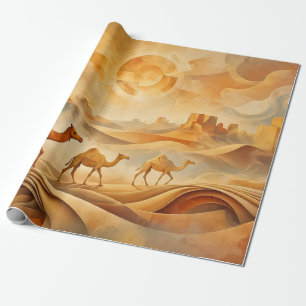 Desert Sunrise Camels Shifting Sands Wrapping Paper