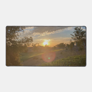 Desert Sunrise Over Las Vegas Golf Course Desk Mat