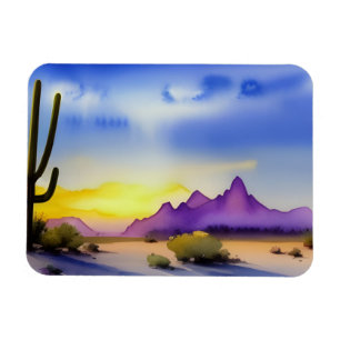 Desert Sunrise Scenic Watercolor  Magnet