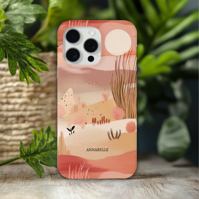 Desert Sunset Abstract Floral Personalised Name Case-Mate iPhone Case (Creator Uploaded)