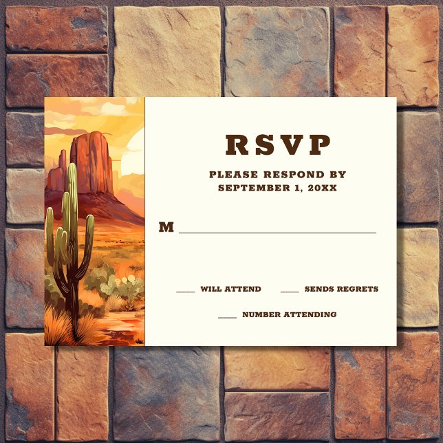 Desert Sunset and Cactus Southwestern Wedding RSVP Card (Front - Desert Sunset and Cactus Southwestern Wedding RSVP Card)
