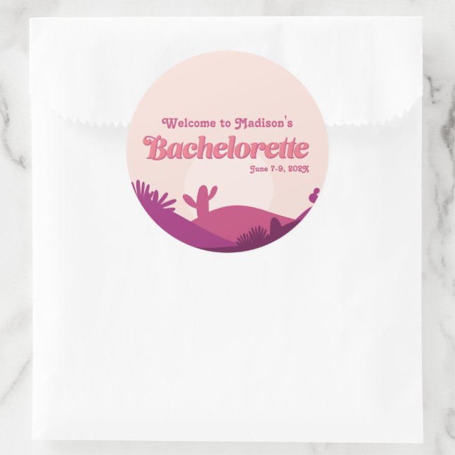 Desert Sunset Bachelorette Classic Round Sticker (Bag)