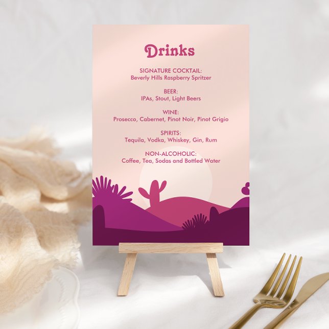 Desert Sunset Bachelorette Drink Menu Sign (Creator Uploaded)