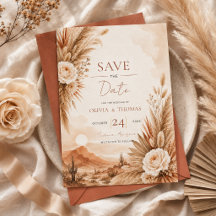 Desert Sunset Boho Save the Date