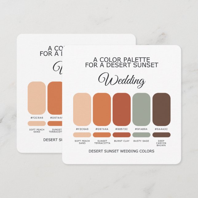 Desert Sunset Boho Wedding Colour Palette Card (Front/Back)