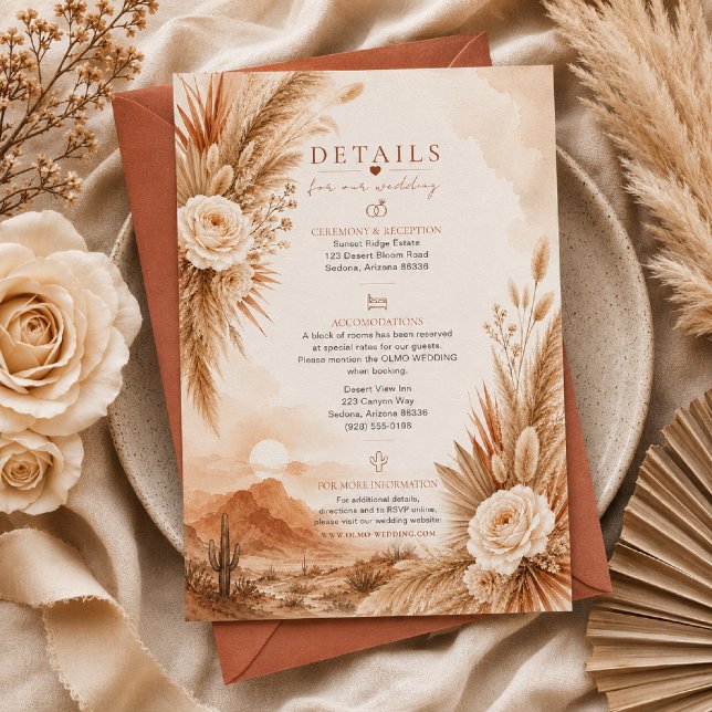 Desert Sunset Boho Wedding Details Card (Creator Uploaded)
