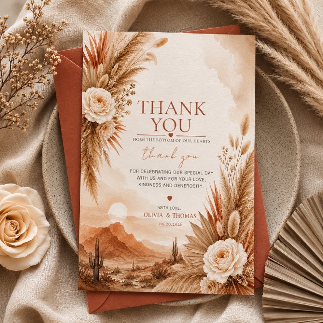Desert Sunset Boho Wedding Thank You Card (Creator Uploaded)