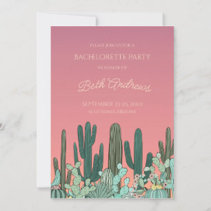 Desert Sunset Cactus Bachelorette Invitation