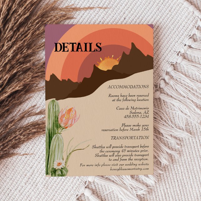 Desert Sunset Destination Wedding Details Enclosure Card (Creator Uploaded)