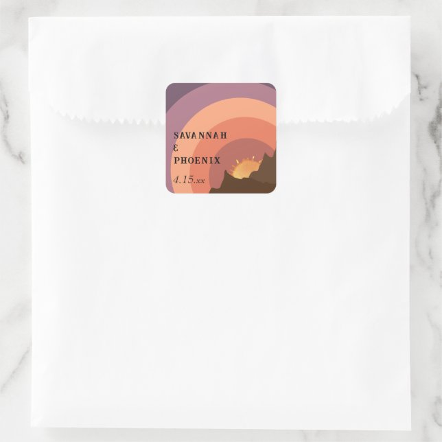 Desert Sunset Destination Wedding Sticker (Bag)
