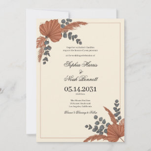 Desert Sunset Dried Botanical Earthy Wedding Invitation