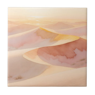 Desert Sunset Dunes Watercolor Tile