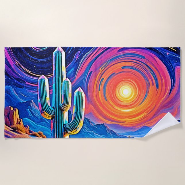 Desert Sunset Glow Beach Towel (Front)