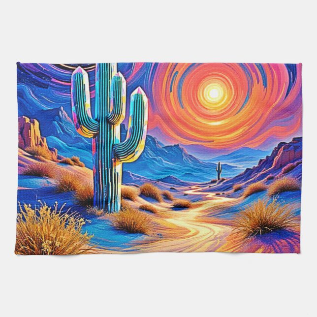 Desert Sunset Glow Tea Towel (Horizontal)