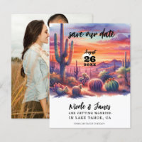 Desert Sunset Glow Watercolor Save the Date