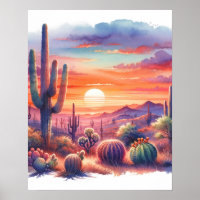 Desert Sunset Glow Watercolor Southwestern 