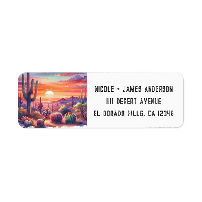 Desert Sunset Glow Watercolor Southwestern Wedding (Front)