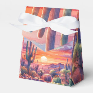 Desert Sunset Glow Watercolor Southwestern Wedding Favour Box