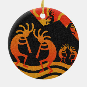 Desert Sunset Kokopelli Southwest Ceramic Tree Decoration