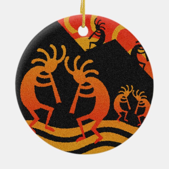 Desert Sunset Kokopelli Southwest Ceramic Tree Decoration (Back)