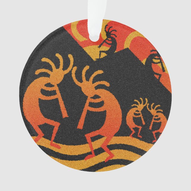 Desert Sunset Kokopelli Southwest Christmas Tree Ornament (Front)