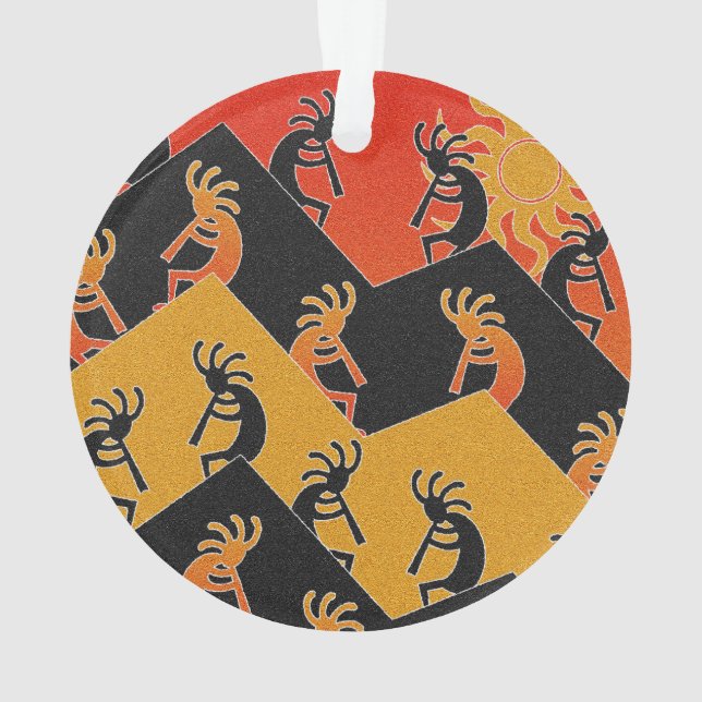 Desert Sunset Kokopelli Southwest Christmas Xmas Ornament (Back)