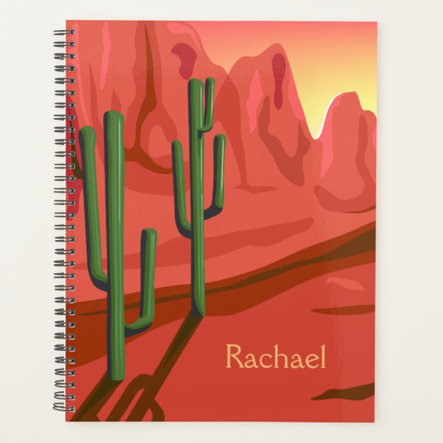 Desert Sunset Landscape Personalised Planner (Front)