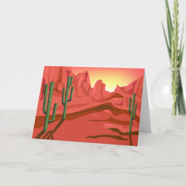 Desert Sunset Red Rock Greeting Card (Front)