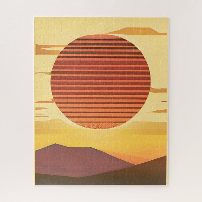 Desert Sunset Rust Orange and Brown  Jigsaw Puzzle (Vertical)