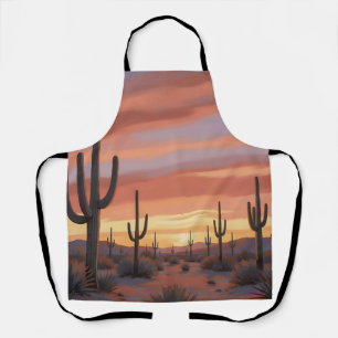 Desert Sunset Saguaro Cactus Landscape Apron