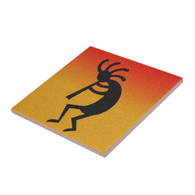 Desert Sunset Southwest Kokopelli Ceramic Tile (Side)