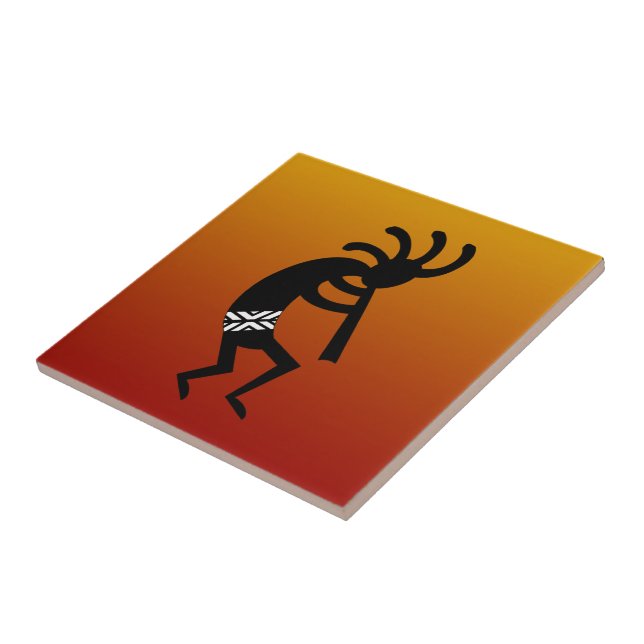 Desert Sunset Southwest Kokopelli Ceramic Tile (Side)
