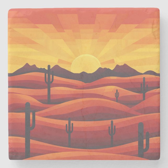 Desert Sunset Stone Coaster (Front)