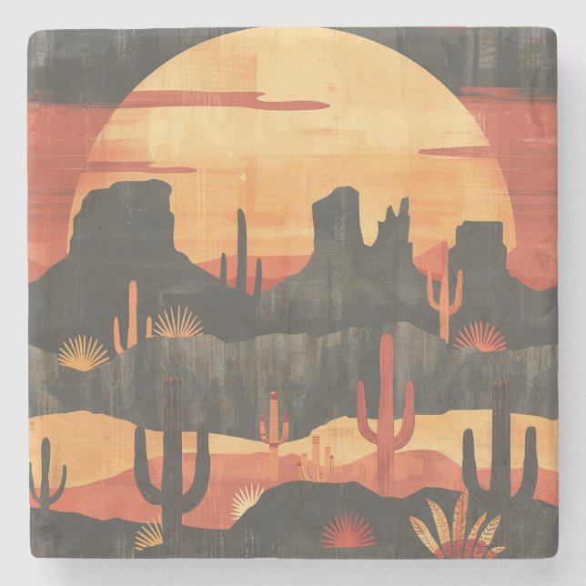 Desert Sunset Stone Coaster (Front)