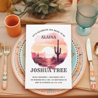 Desert Sunset Watercolor Western Bachelorette Invitation