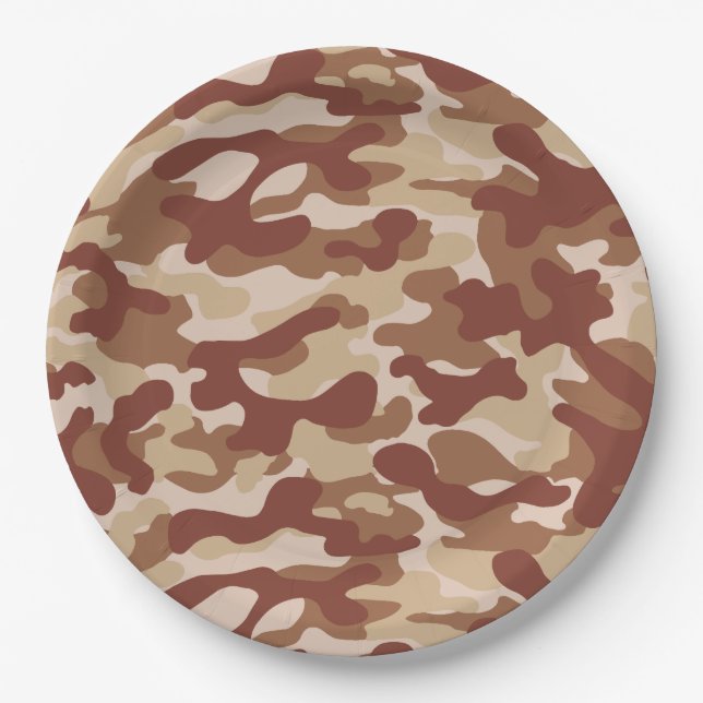 Desert Tan Camo Paper Plate (Front)