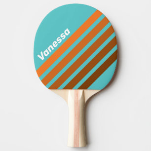 Desert Teal Angled Striping with Name Ping Pong Paddle
